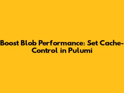 Boost Blob Performance: Set Cache-Control in Pulumi