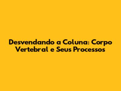 Desvendando a Coluna: Corpo Vertebral e Seus Processos