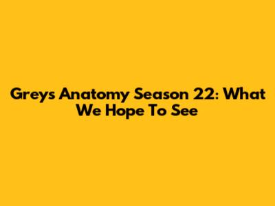 Grey's Anatomy Season 22: What We Hope To See