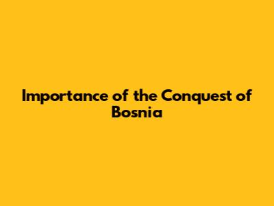 Importance of the Conquest of Bosnia