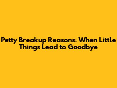 Petty Breakup Reasons: When Little Things Lead to Goodbye