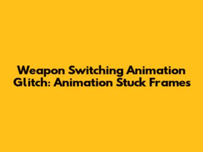Weapon Switching Animation Glitch: Animation Stuck Frames